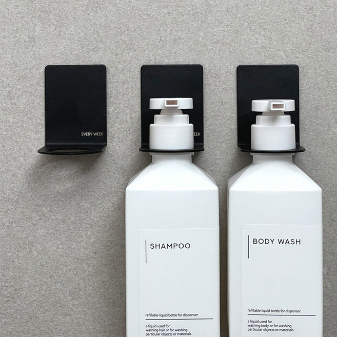 에브리윅 벽부착 스텐 샴푸 걸이 거치대 43mm(거품용), 블랙, 1개