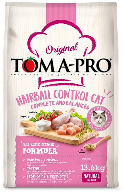 TOMA-PRO 貓咪去毛球配方 全齡貓糧, 13.6kg, 1包, 雞肉 + 米飯