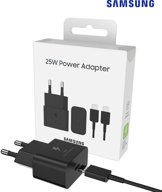 삼성전자 C타입 초고속 충전기 25W + 케이블 1m 세트 PD PPS GaN, 블랙, 1개