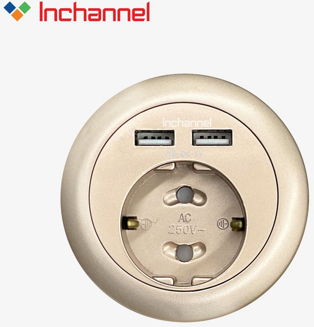 인채널 원형 코어 USB 가구용 빌트인콘센트 BDA1CG, 1개