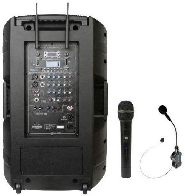 대영음향 DENICS 데닉스 DY-1560W 충전용 휴대형 무선앰프 /블루투스/900Mhz 2채널 포터블 /500w 우퍼/ 선거 행사 방송 공연용 /이퀄라이저/mp3, 무선핸드+무선핸드마이크