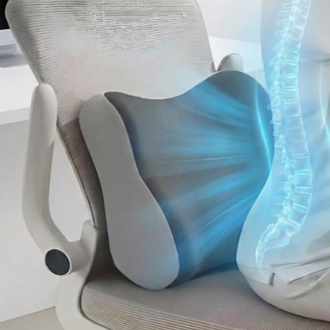 아크배라 허리쿠션 의자 등받이 요추쿠션 사무실 차량용 허리받침, 차콜그레이