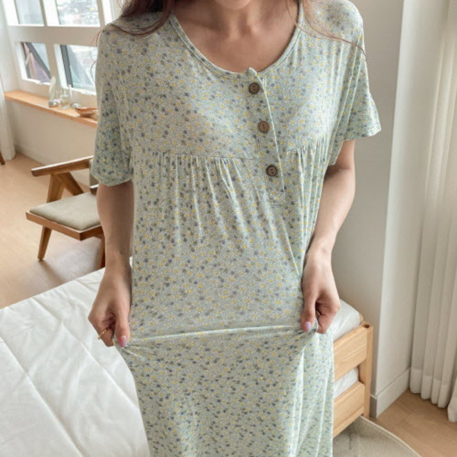 COZYDAY 레이온 여름잠옷 빅사이즈 반팔 민소매 잠옷원피스 상하세트