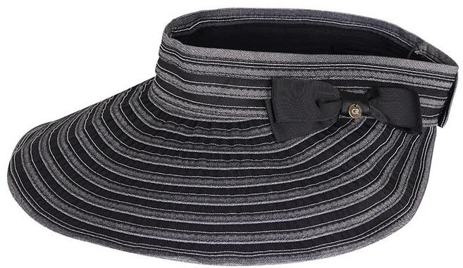 크로커다일레이디 스트라이프 리본 와이드 썬캡_CLCMH1104