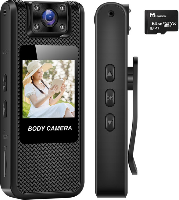 초소형 4K 액션캠 바디캠 션캠 녹음기 자전거블랙박스 오토바이블랙박스 휴대용 액션캠 고화질 180도 회전렌즈 브이로그카메라 휴대용 카메라, SX-M11A(64GB SD 카드), 블랙