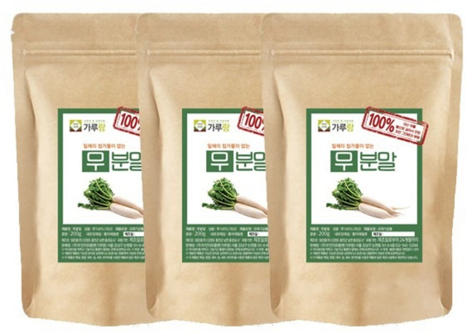 무 무우 가루 분말 육수용 국물용 요리용 천연조미료 야채분말 채소가루 국산 국내산 200g x 3팩 이소티오시아네이트, 본상품선택, 3개, 상세페이지 참조