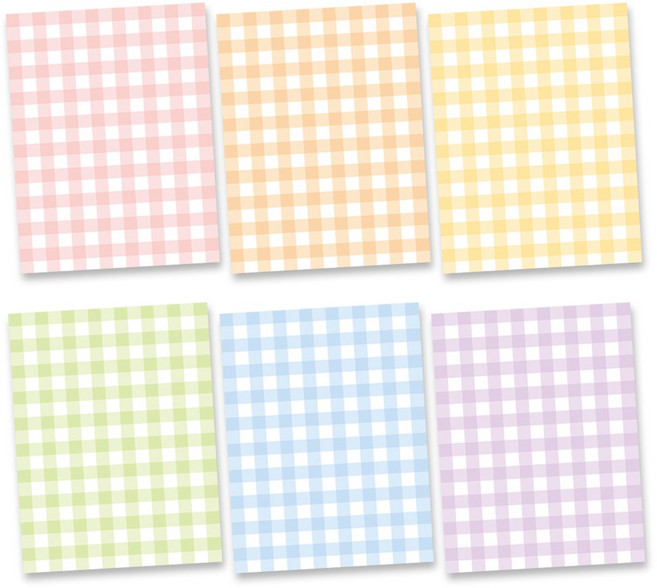 [꼬모멜로소] 체크 떡메모지 6종 세트 메모지 메모 패드, 1세트, 혼합색상