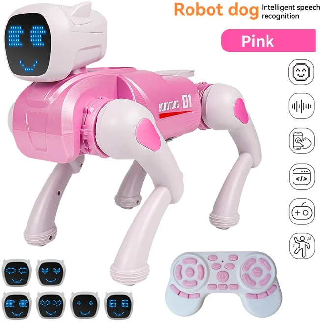 앱 버전의 AI 스마트 로봇 강아지 프로그래밍 및 AI 다기능 기능 탑재 어린이를 위한 훌륭한 장난감, 02 X1 pink
