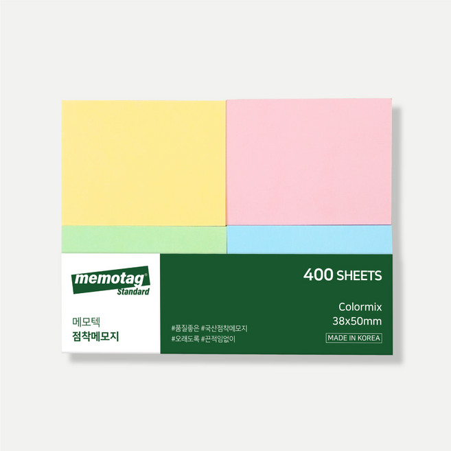 메모텍 3850 컬러믹스 점착메모지 파스텔 형광 포스트잇, 1개