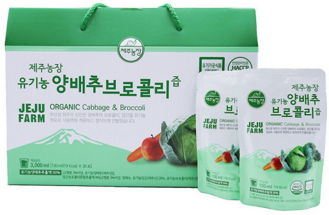제주농장 유기농 제주 양배추 브로콜리즙 100ml 30개입 1개, 30개