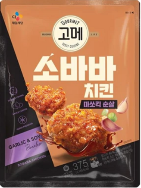 CJ 고메 소바바치킨 소이허니 순살 375g 2개 + 양념순살 375g 1개, 3개