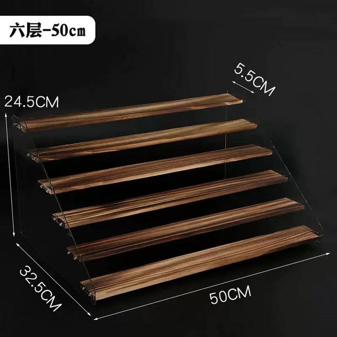 아크릴 계단 피규어 인형 굿즈 장식장 4칸 모형 전시 진열대 30cm, 1개, AN. 탄화 6단 50cm