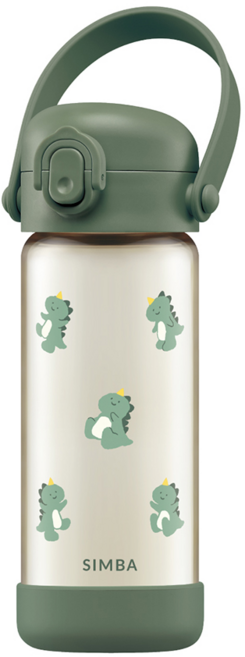 SIMBA小獅王辛巴吸管水杯400ml，可愛工程車圖案，外出飲水必備，寶寶專用安全材質, 綠色恐龍, 1個, 400ml