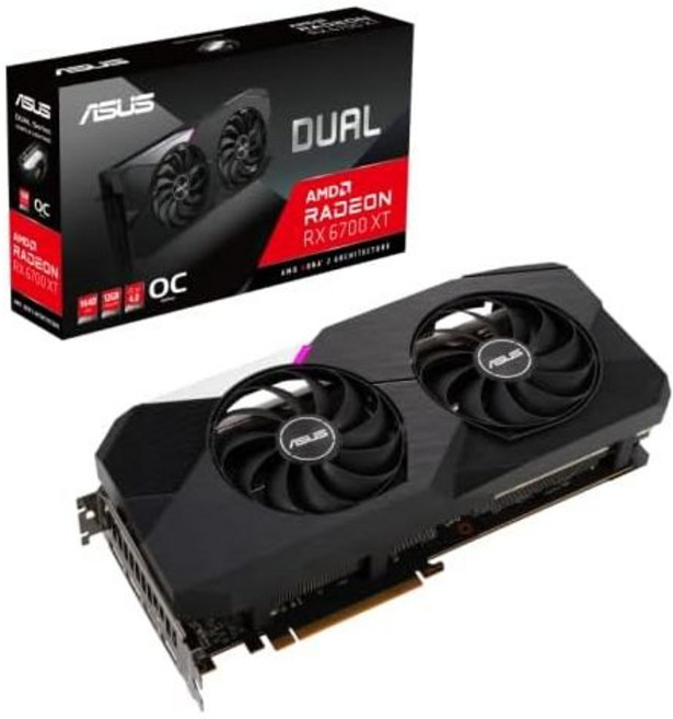 ASUS Dual Radeon RX 6700 XT 탑재 비디오 카드 OC edition 12GB GDDR6 DUAL-RX6700XT-O12G black, 상세페이지 참조