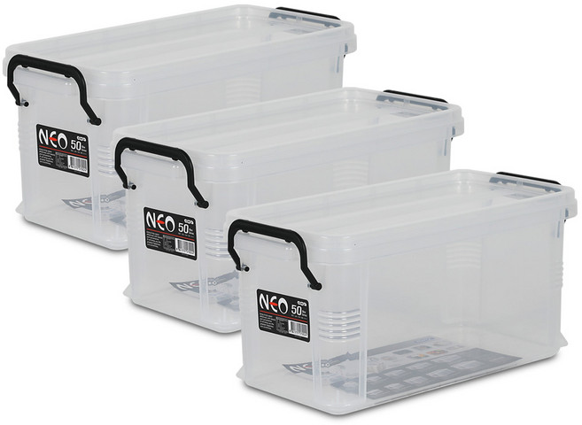 코멕스 네오박스 플라스틱 수납박스, 반투명, 3개