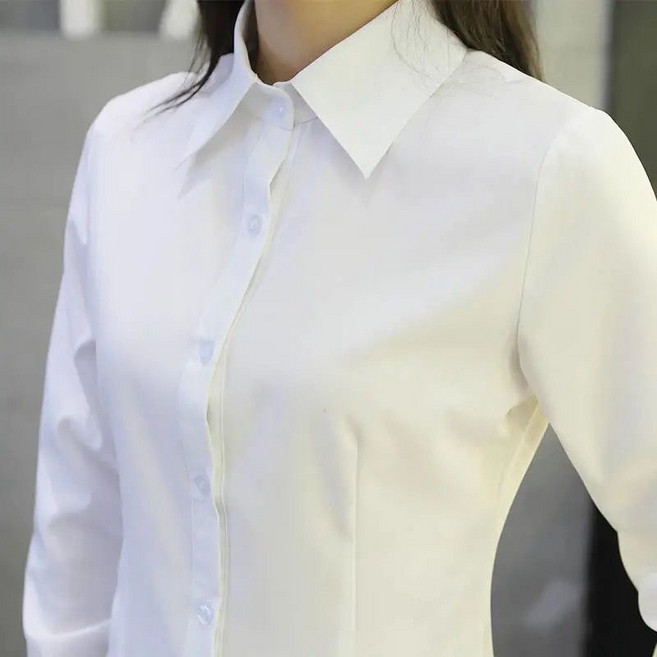 白襯衫女厚職業正裝百搭打底白色襯衣氣質女士工作服上衣防走光
