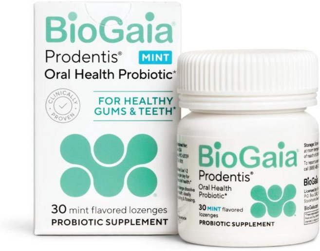 바이오가이아 프로덴티스 구강 프로바이오틱스 건강한 잇몸과 치아 구취와 치과 문제로부터 방어 건강 민트 맛 프, 1