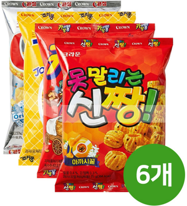 크라운 크크스낵 4번들 (신짱+카땅+죠리퐁+콘칲)
