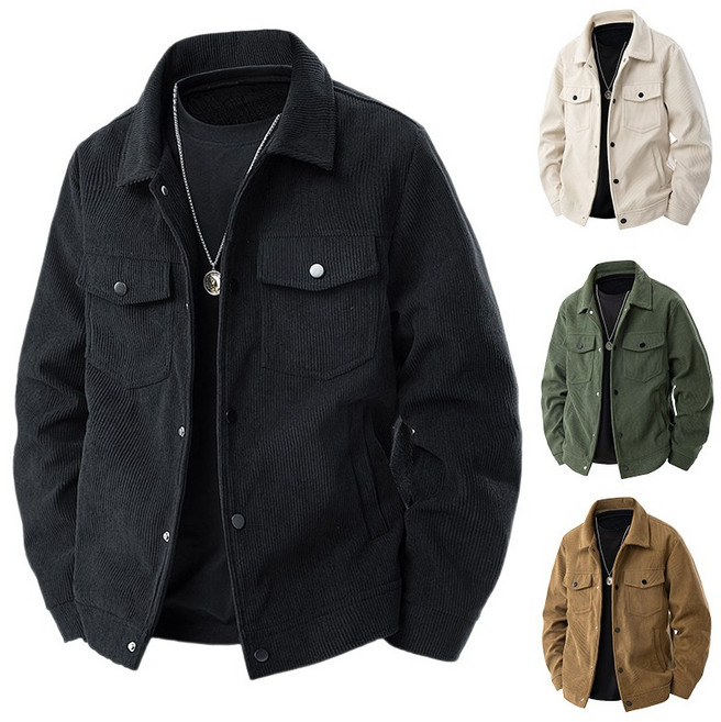 ANYOU 남성 빅사이즈 코듀로이 자켓 봄가절 루즈핏 캐주얼 점퍼