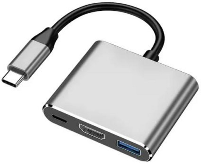 3-in-1 USB C 허브 100W 전원 USB 3.0 4K HDMI 호환 맥북 표면 크롬 스팀 데크용 안정적인 USB 3.0 USB 허브 어댑터, Gray, 1개