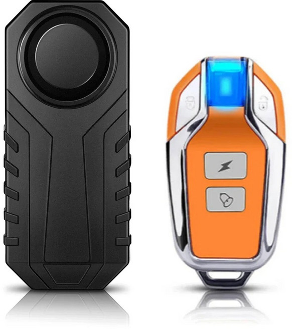 Wsdcam 무선 자전거 진동 경보기 IP55 방수 오토바이 경보기 원격 조종 도난 방지 자전거 경보기 경보 시스템, 등색, 1개