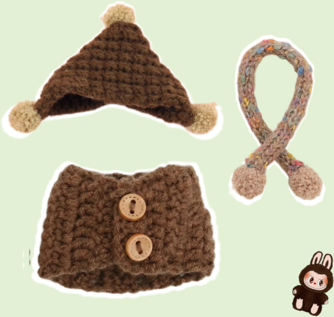 티니숲속 모루인형 꾸미기 10종 소품 코디 세트 인형 옷 입히기, 1개, 브라운조끼