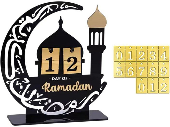 GHSHOP 라마단 출현 달력 이슬람 무슬림 모스크 파티 휴일 아크릴 eid 무바라크 선물 농가를위한 라마단 장식 학교, 달 모양