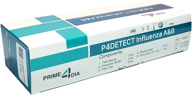 [27년 기한] 프라임4DIA 독감키트 A형 B형 독감검사키트 인플루엔자 병원 진단 키트, 1개, 5개입 - 쿠팡