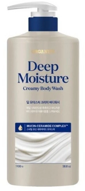 오가니스트 Deep Moisture CreBody Wash 팁 모이스처 크리미 바디워시 화이트머스크향 달팽이점액 세라마이드 히알루론산 보습 바디클렌저 대용량깊은보습케어 1100g, 1개, 1.1L - 쿠팡