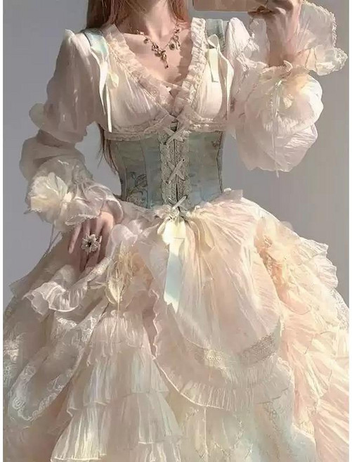 로코코 스타일 중세 코르셋 드레스