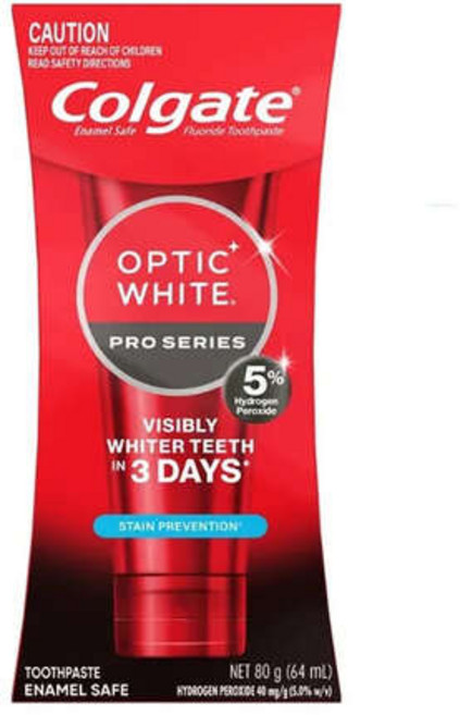 콜게이트 치약 옵틱 화이트 프로 시리즈 과산화수소 5% 함유 얼룩 방지 80g, 1개