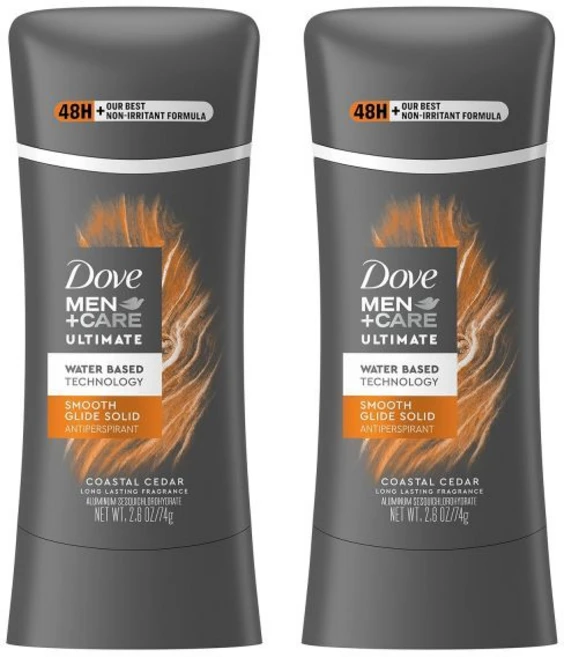 DOVE MEN + CARE 항발효 수분 공급 수성 데오도란트 코스탈 시더 최고의 무자극 포뮬러 2.6온스 2캔, Coastal Cedar, 74g - 쿠팡