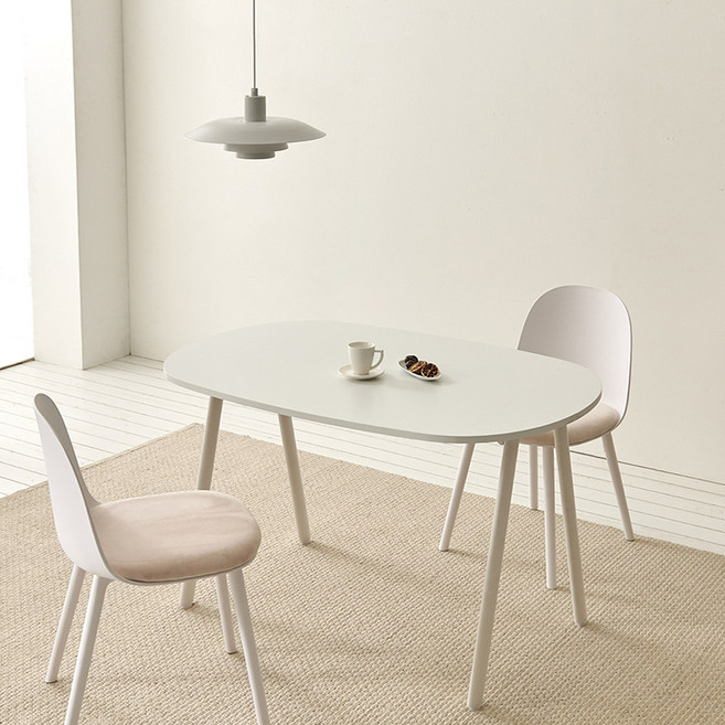 스칸디무드 커렌트 4인 타원형 식탁 테이블 1200, 화이트, 4인용