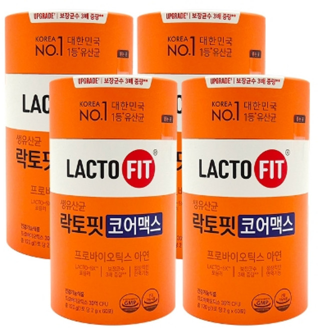 [생유산균]락토핏골드 4개월 프리바이오틱스 20억마리 종근당락토핏 온가족유산균/코어맥스, 120g, 4개