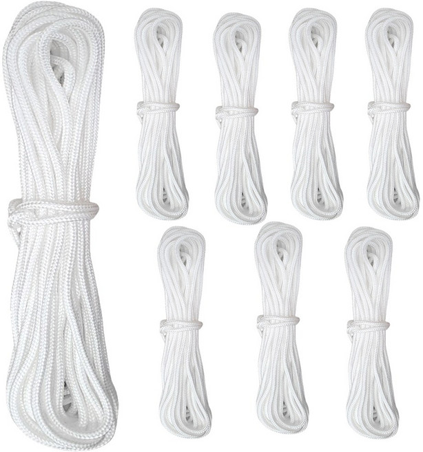 본라이프 천정 건조대줄 교체용끈 다용도줄 빨래건조대줄 베란다 빨래줄 밧줄 노끈 건조줄 캠핑 다용도로프, 화이트, 5m, 8개