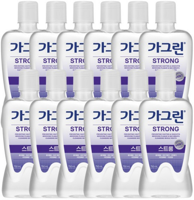 [목마켓]가그린 스트롱 구강청결제 750ml x 12개(한박스), 1개, 1ml
