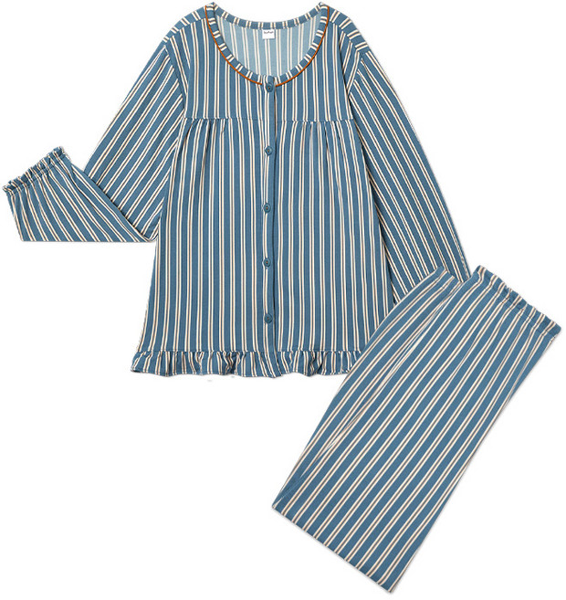 수아팜 여아 블루라인 긴팔 파자마 세트