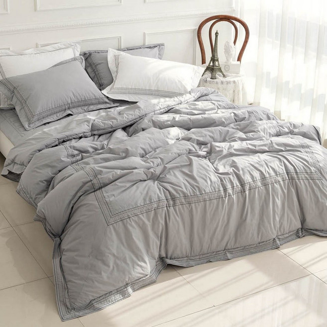 프리미엄 고밀도 순면 호텔식 스퀘어 디자인 차렵이불 침구세트