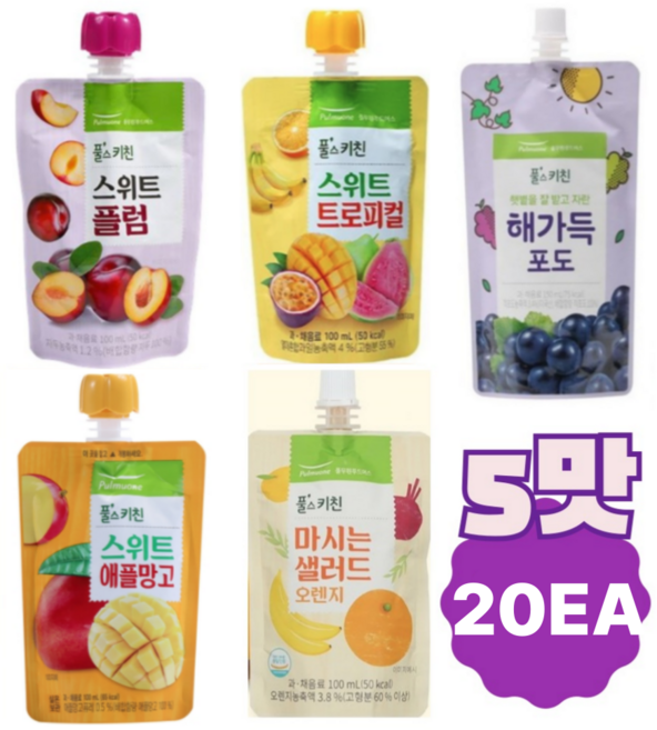 풀무원 풀스키친 과채음료 5가지맛 20EA 100ml 어린이음료, 20개