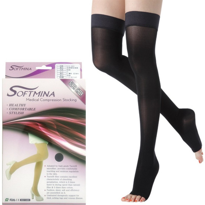 SOFTMINA 超薄大腿襪 露趾 醫療級彈性襪