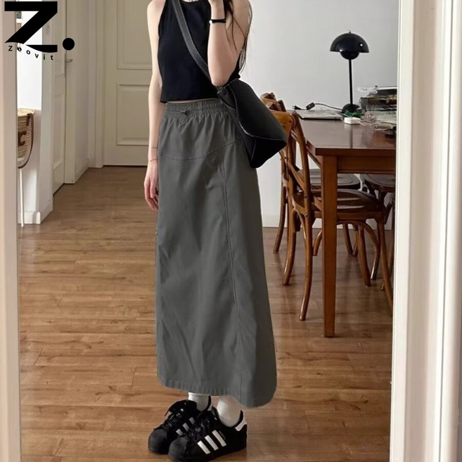 zoovit 여성용 일상 카고 스커트 스트링 밴딩 A라인 캐주얼 스커트