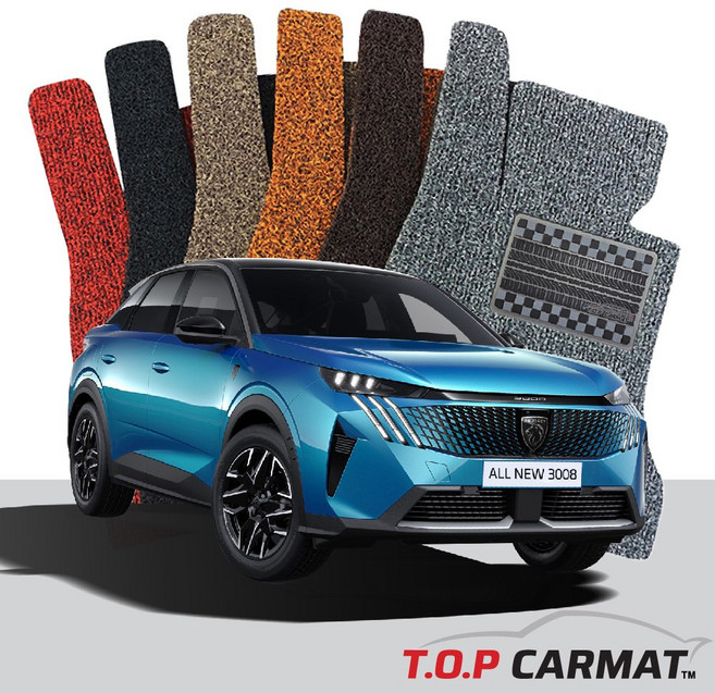 푸조 3008 전차종 1세대 2세대 확장형 코일매트 차량용 바닥매트 티오피카매트, 실내전좌석(1열+2열), 레드, 3008 1세대 [2008~2017.02]