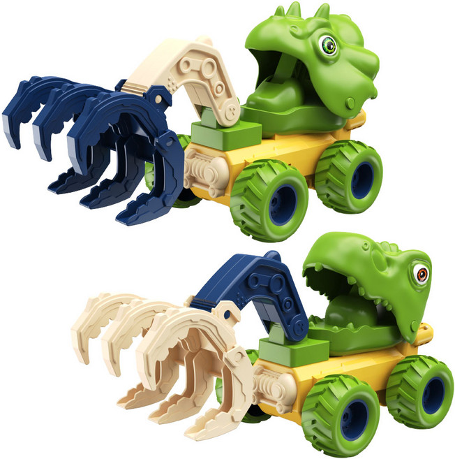 토이즈데이 푸쉬앤고 다이노 중장비차 공룡 자동차 덤프 트럭 장난감, 1개, 집게 포크레인