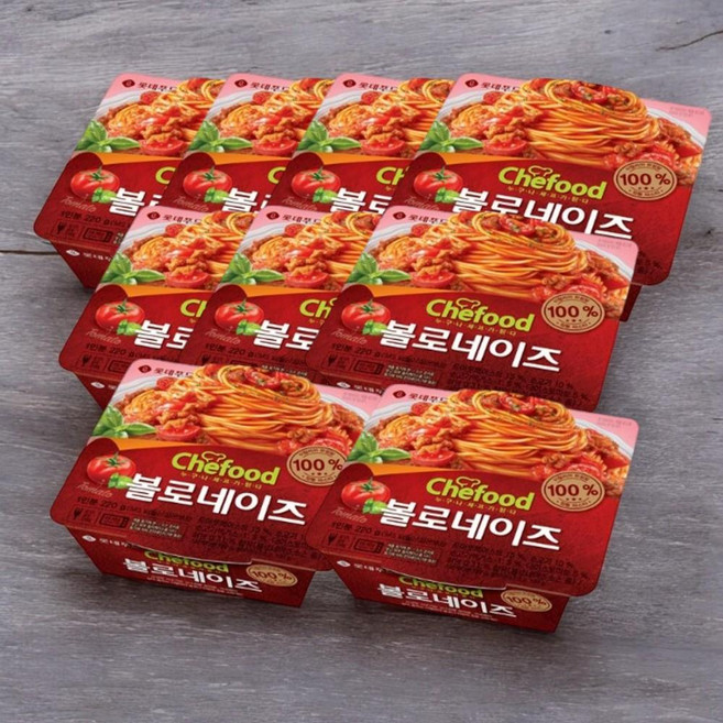 롯데 밀키트 간편식 캠핑 안주 Chefood 사각 볼로네이즈 스파게티 야식 아이간식 220g 9개