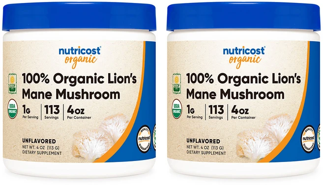 뉴트리코스트 오가닉 노루궁뎅이 버섯 파우더 4oz 무맛 2개, 113g - 쿠팡