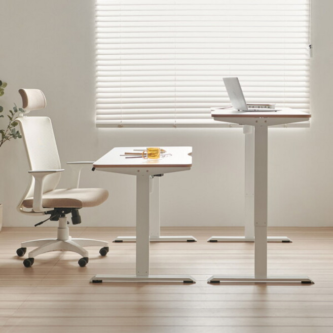 [아씨방] [가구] 컴포트 전동 높이조절 책상+파티션 140cm, 색상:화이트