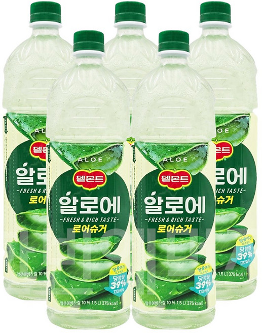 업소용 식자재 델몬트 롯데칠성음료 알로에주스 1.5L (W612C4E), 5개