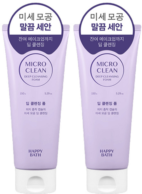 해피바스 마이크로 미셀라 딥 클렌징 폼, 150g, 2개