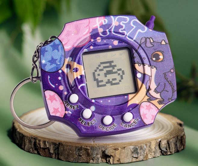 레트로 다마고치 키링 미니 게임기 펫 키우기, 1개, 퍼플