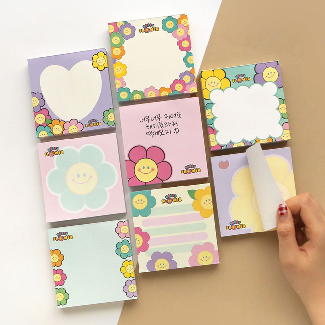 해피플라워 떡메모지 8종 1세트, 1개